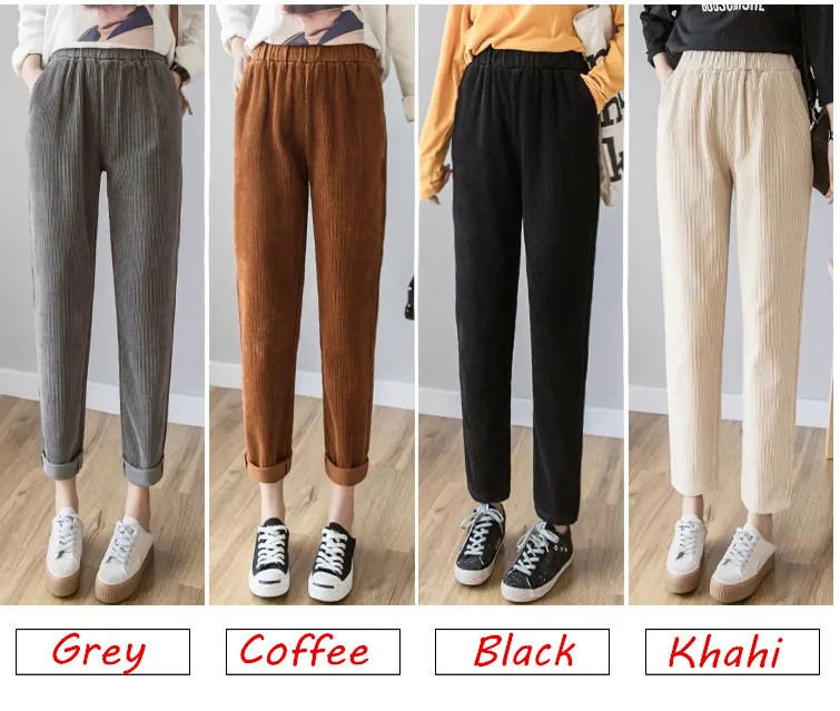 Shikoroleva для женщин леггинсы для 2019 вельвет свободные Джеггинсы брюки девочек ботильоны длина плюс размеры 4xl 2xl L Khahi коричневый