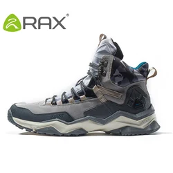 RAX Waterproof Mid-Top Leather Outdoor Hiking Boots - 45 (Light grey men)