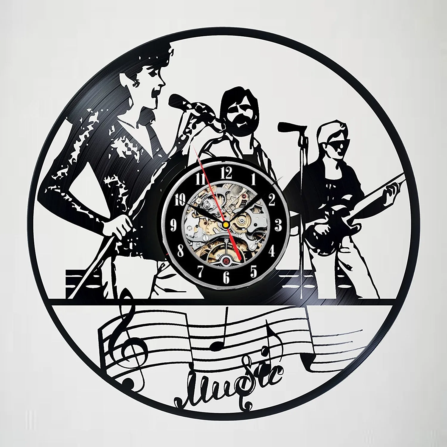 Us 18 49 57 Off Vinyl Record Wall Clock Music Notes Decor Exciting Guest Room Decor Perfect Gift Idea For Children Adults Men In Wall Clocks From