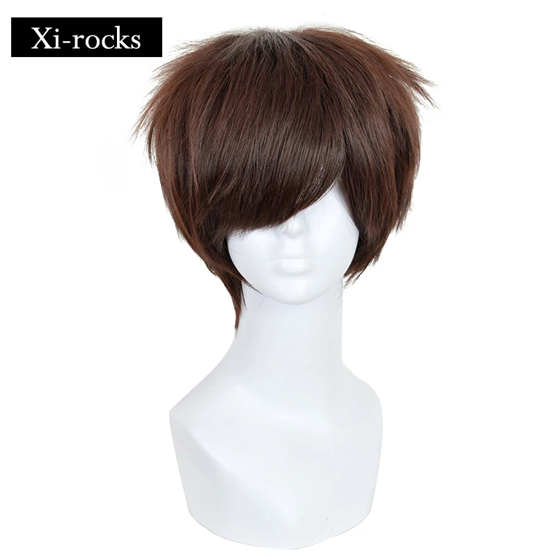 

3024 Xi.rocks Attack On Titan Eren Jaeger Dark Brown Men's Short Layered High Temperature Fiber Synthetic Cosplay Wig