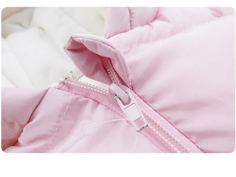 2017 Winter New Baby Girls Cute Pink Clothes Bebe Suitable Footies With Gloves with Hat Kids Cotton Down Zipper Outwear ---09