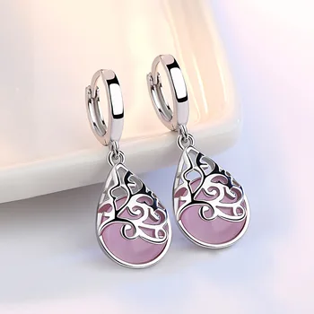 

925 Sterling Silver Moonlight Opal Tears Totem Drop Earrings Gift Pendientes Oorbellen Boucle D'oreille Femmes