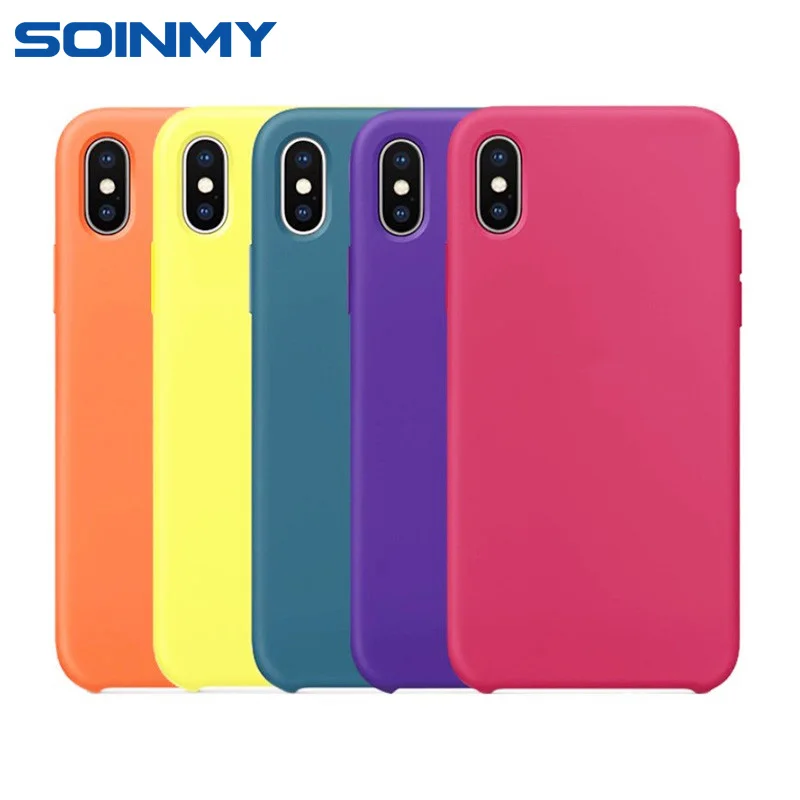 

Ultra Thin Liquid Silicone phone case For iPhone Xs XR XS Max Colorful fiber Silicone Back Coque for iphone 6 6s7 8 plus fundas