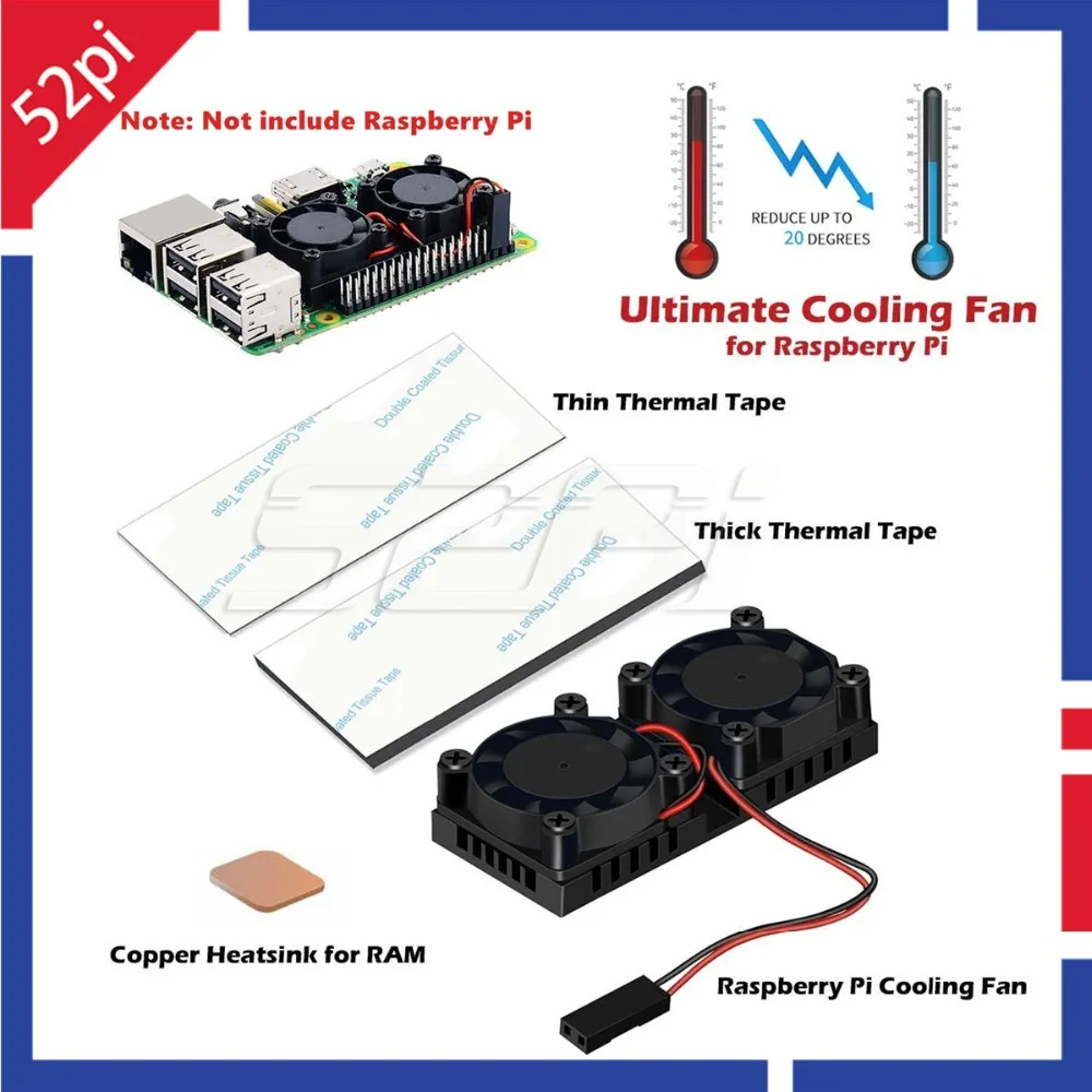New Heatsink Cooler With Double Cooling Fans Reduce Up To 20 Degrees For Raspberry Pi 3