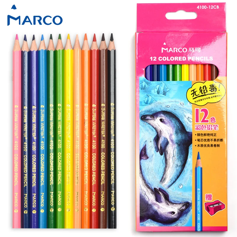 

Marco Colored Pencils Set 12/24/36 Art Coloring Pencil Lead Easy to Sharpen for Kids Coloring Books Sketching Artwork