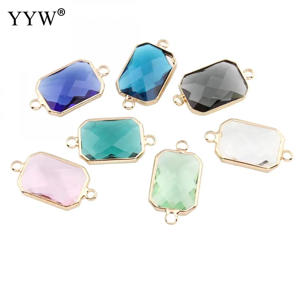 5PCs/Bag fashion Brass Connector with Crystal Rectangle gold color