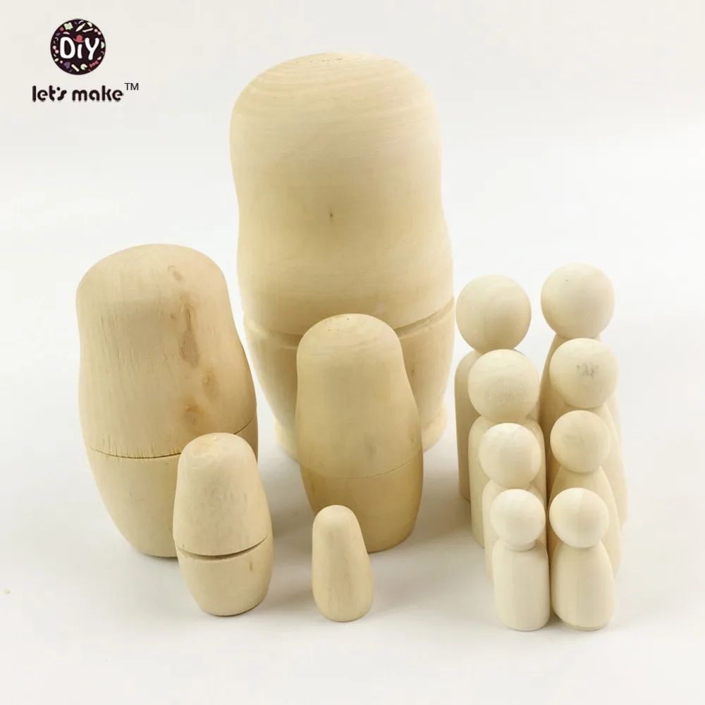 

Let's make Montessori Inspired DIY Color Sorting Activity set of 13 wooden doll bases peg dolls wooden pawn Bare Wood Russian