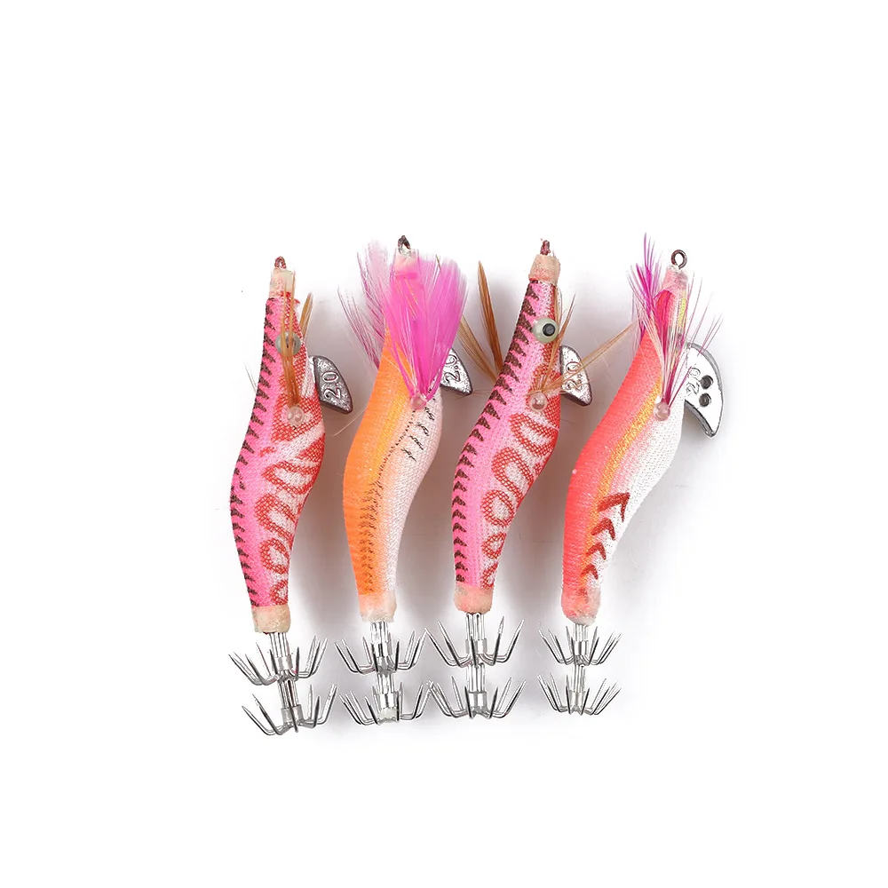 

1/2PCS Plastic Lifelike Saltwater Fishing Lures Hard Octopus Squid Jigs Lures Artificial Bait Wood Shrimp With Squid Hooks