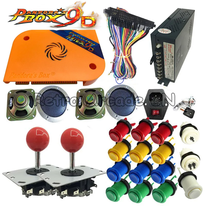 Newest Pandora box 9D DIY kit arcade version 2222 in 1 PCB Happ button joystick power supply for Arcade Game cabinet machine Newest Pandora box 9D DIY kit arcade version 2222 in 1 PCB Happ button joystick power supply for Arcade Game cabinet machine