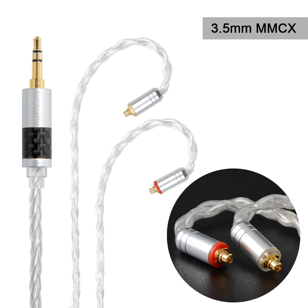 NICEHCK 8 Core чистого серебра кабель 3,5/2,5/4,4 мм штекер MMCX/2Pin Соединительный кабель для обновления наушников для TFZ AS10 BA10 NICEHCK M6/NK10 - Цвет: 3.5mm plug with MMCX