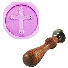 Винтаж Крест Иисуса индивидуальный логотип свадебные приглашения Воск уплотнительное штамп палисандр ручки комплект