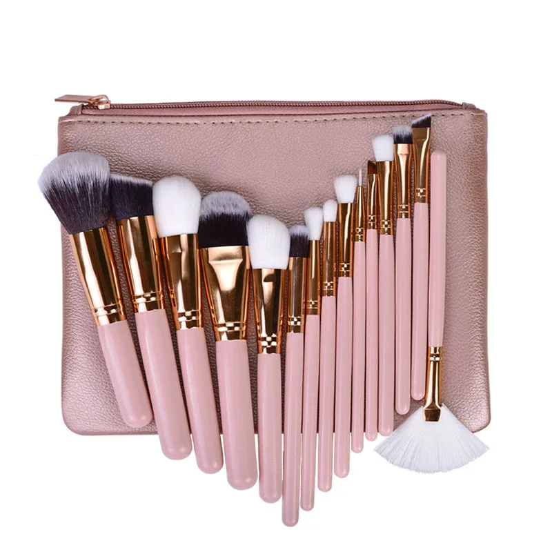 

15Pcs Makeup Brushes Set Fan Powder Foundation Blending Eye shadow Brush Pincel Maquiagem Cosmetics Beauty Kit With Leather Case