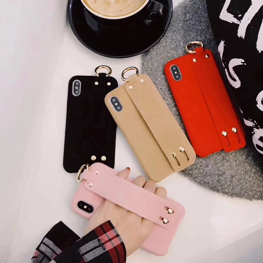 maosenguoji Rabbit Plush Hand strap bracket luxury case Mobile Phone Case for iphone6 6s 6plus 7plus 8plus X fashion Couple case