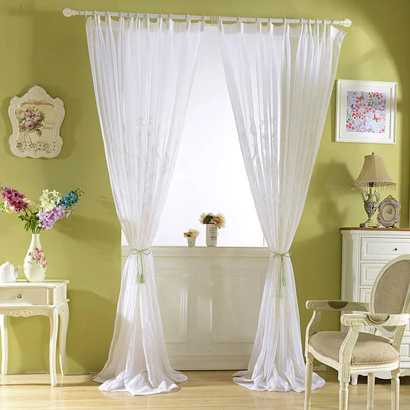 Us 13 6 32 Off White Tulle Curtains For Living Room Embroidered Damask Drapes For Bedroom Window Veil Sheer Voile Liner European Panel In Curtains