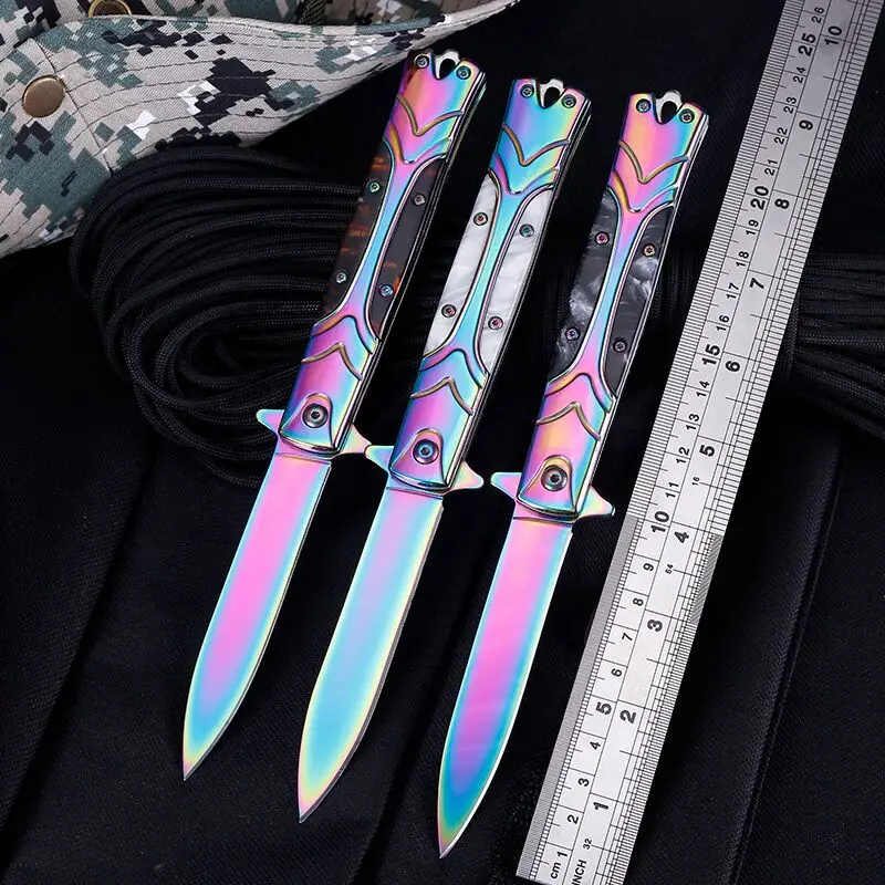 

Camping outdoor tactical survival knife tactical high hardness 3CR13 blade stainless steel resin handle folding knife
