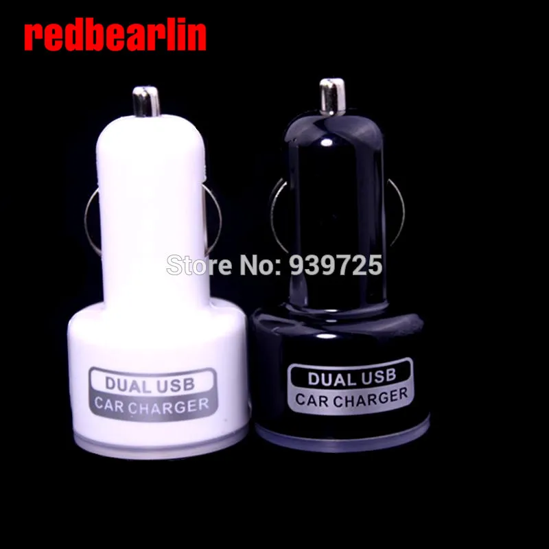 Redbearlin 200 шт./лот 2.1A + 1A led свет автомобильное зарядное устройство адаптер usb для iphone