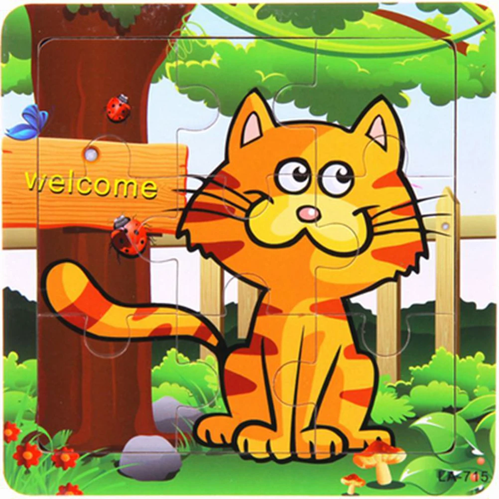 Lucu Kartun Hewan Kayu Puzzle Kecerdasan Anak Mainan Pendidikan Bayi