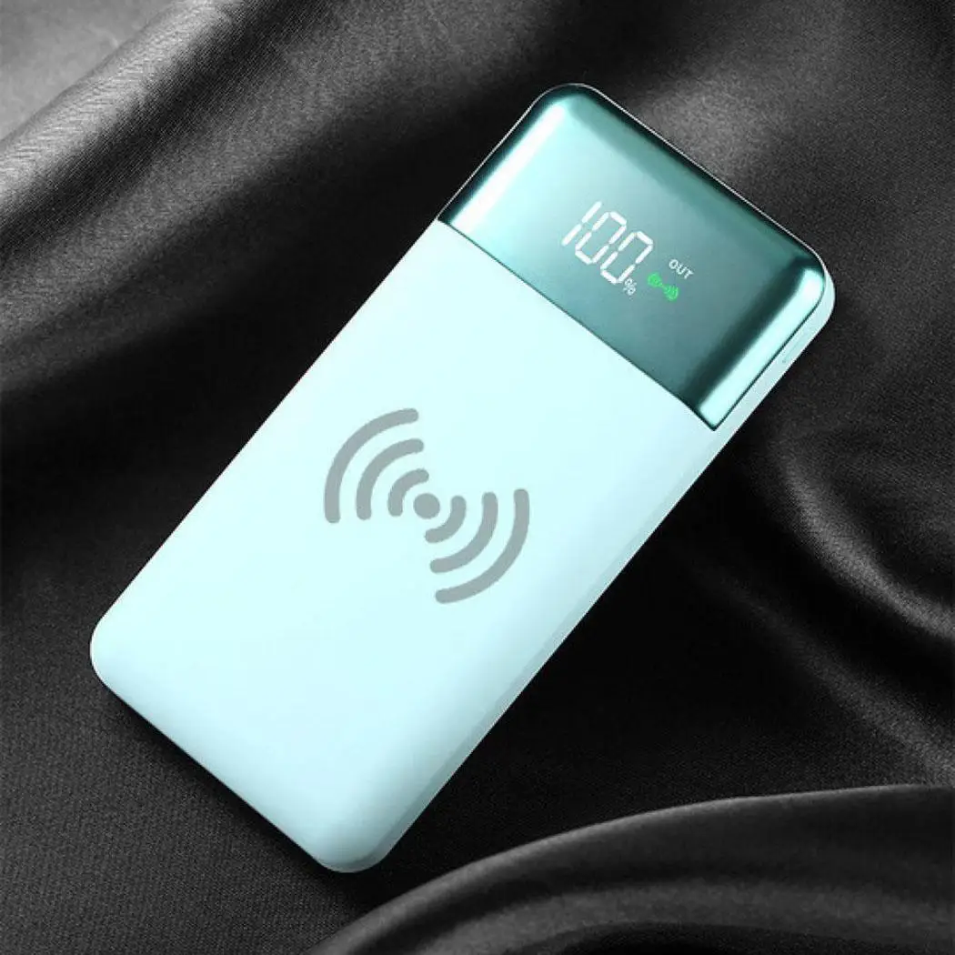

2 in 1 Power Bank With LED Flashlight Wireless Charger Dual USB Ports Mobile Power Bank External Battery Charger For iPhone