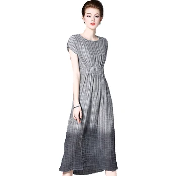 

European station plus size striped cotton and linen dress women elegant 2018 loose simple thin long dress summer 337