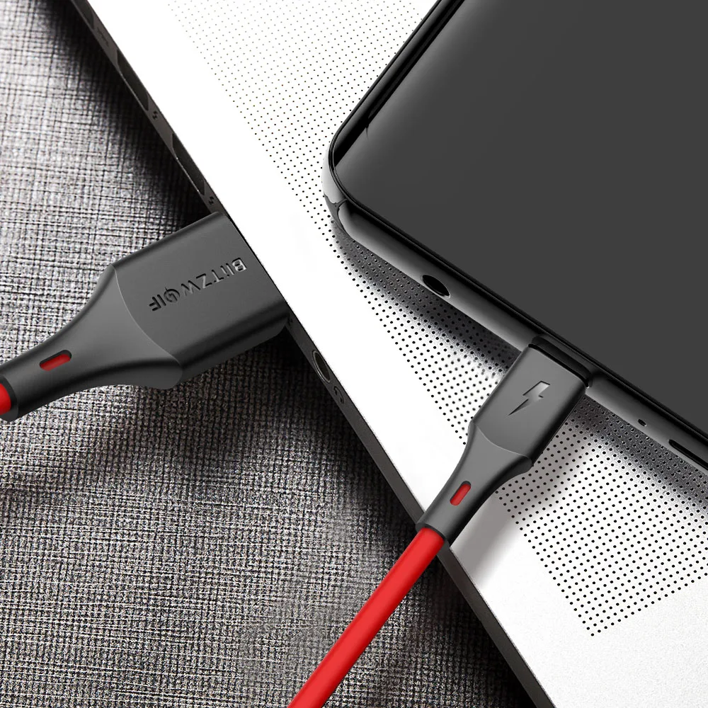 BlitzWolf 2 в 1 3A usb type-C кабель передачи данных для быстрой зарядки 3 фута/0,9 м для Oneplus 6 для Xiaomi Mi8 Mix Для huawei USB зарядное устройство Шнур