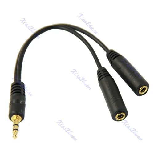 

3.5mm Male to 2 Dual Female Plug Jack Headset Splitter Cable Black Audio Stereo