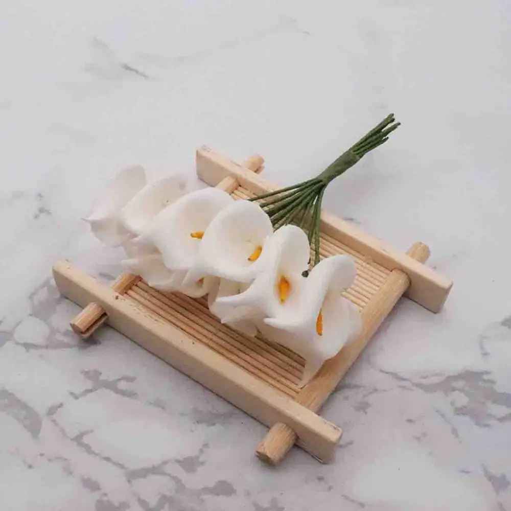 144 piezas Mini espuma Calla lirio flores falsas ramo Искусственные цветы para la Decoracion de la boda regalo del Dia de San Va