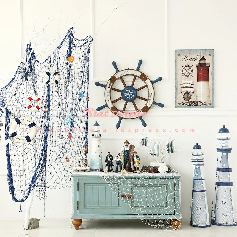 Nautical Mermaid Party Fishing Nets with Sea Shells and Anchor Under the Sea Decorative Background Wall Home Decoration Supplies