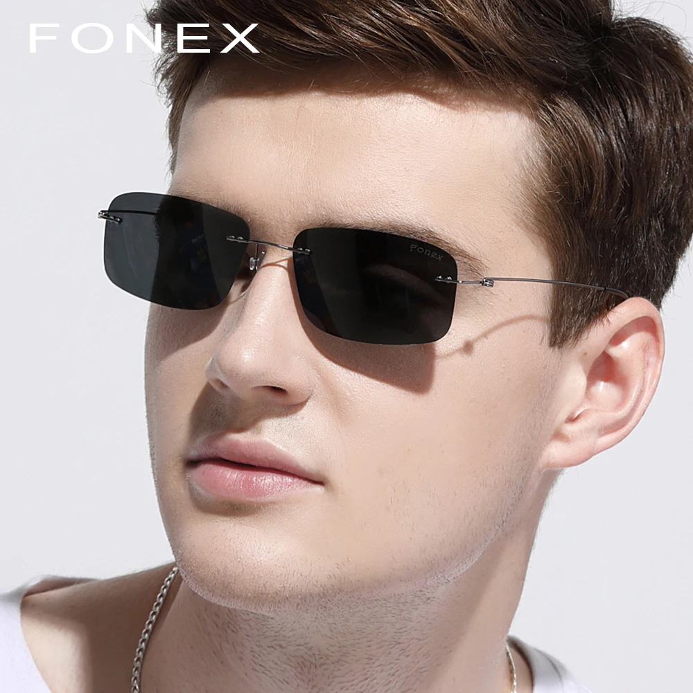 FONEX Очки солнцезащитные унисекс без винтов из титанового сплава 8203|Мужские очки| |