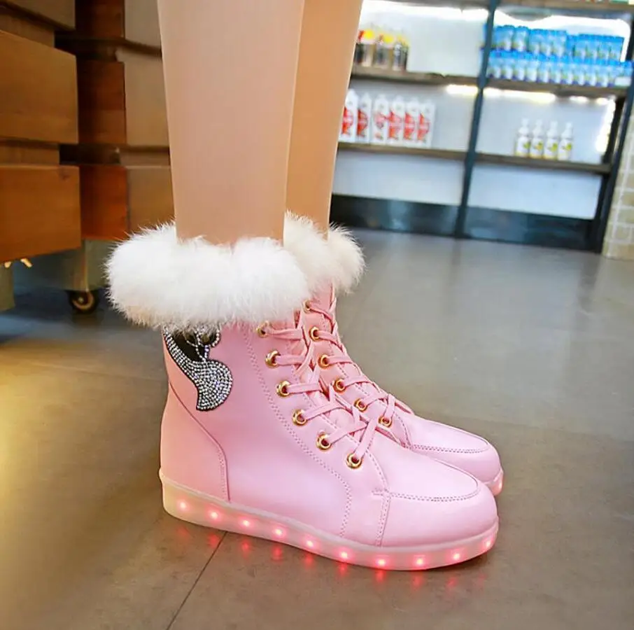 

=NEW Fashion LED shoes Luminous Shoes High Quality LED Lights Colorful Shoes Casual Shoes Rabbit's Snow Boots Free shipping