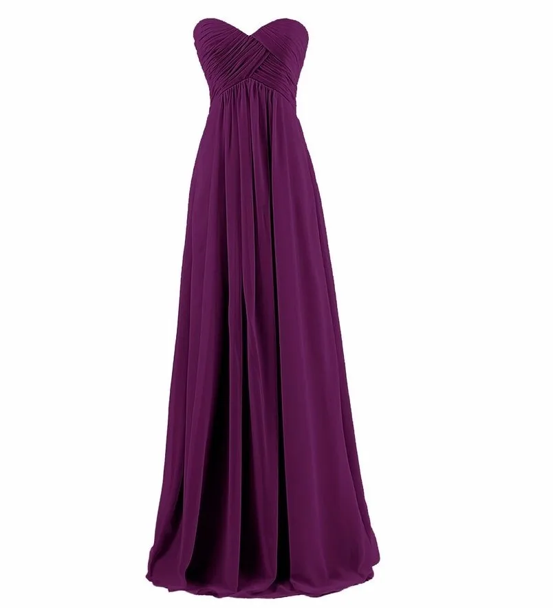 Elegant Chiffon Pleat Long Bridesmaid Dress