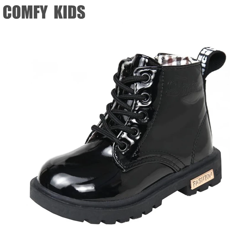 

Comfy Kids Artificial PU Leather Child Snow Boots Shoes for boys girls boots fashion autumn winter waterproof kids boys boots