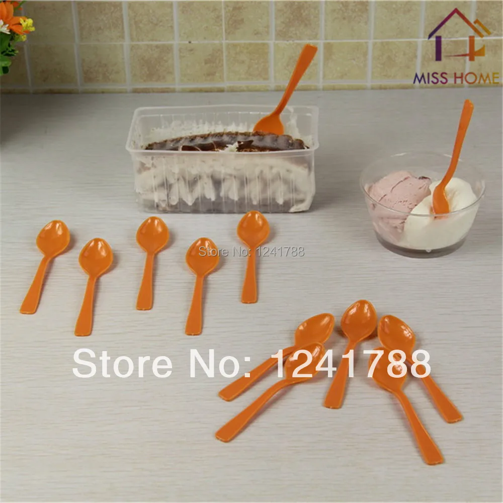 (12 pcs/set) Plastic Scoops Ice Cream Spoons Dessert Spoon In Orange