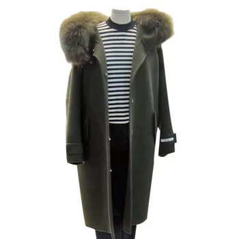 

Office Lady Thick Fur Hooded Female Coat Simple Korean Style Covered Button Long Sleeve Outerwear Solid Loose Pocket Jacket DY33