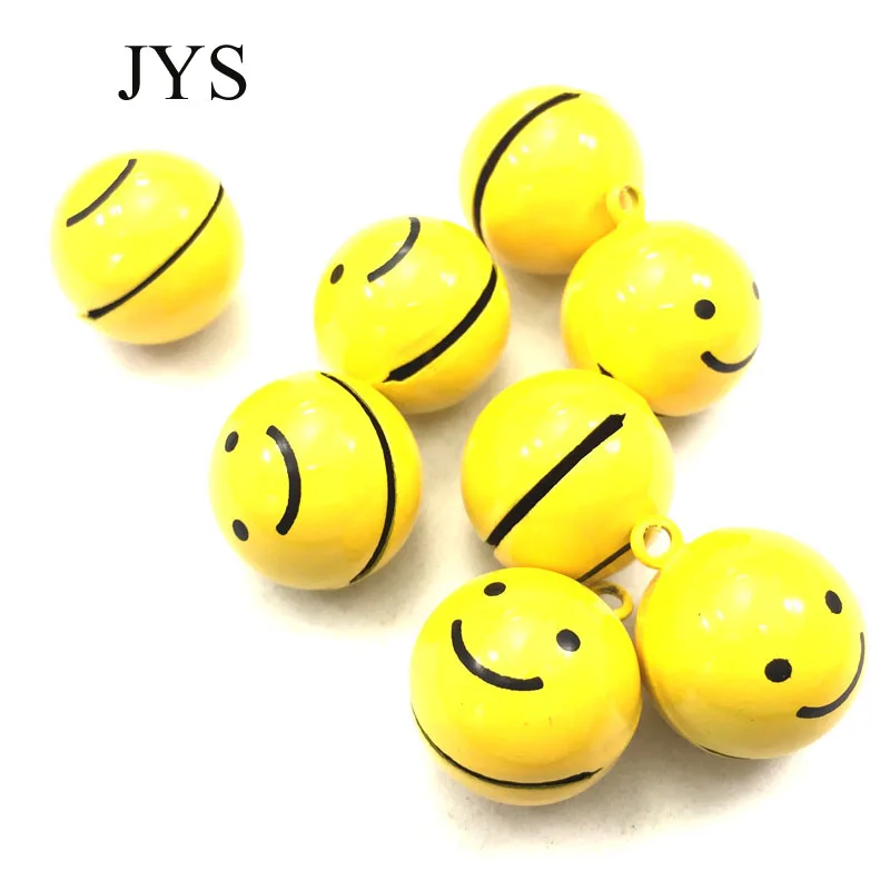 

HOT SALE 20MM 10PCS/LOT JINGLE BELLS CHARMS SMILE FACE JINGLE BELLS FOR JEWELRY FINDING FOR BRACELET NECKLACE