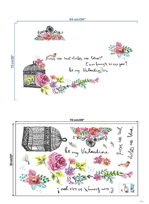 ПВХ diy мультфильм Животные птица клетка цветок гостиная спальня наклейки на стену виниловые наклейки на стены Детская комната Домашний декор обои