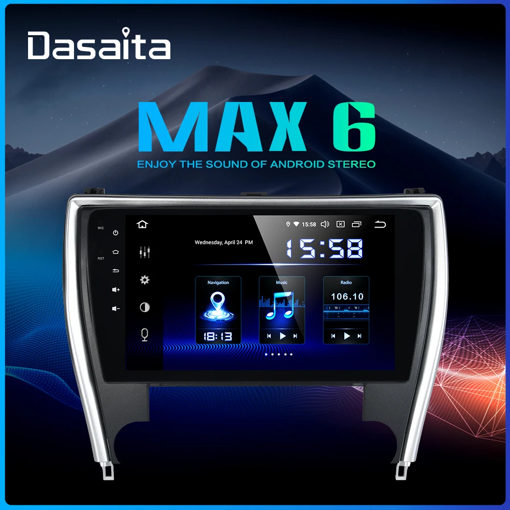 

Dasaita 10.2" Car Radio 1 Din Android 9.0 for Toyota Camry US Version 2015 2016 2017 Bluetooth USB 64GB ROM