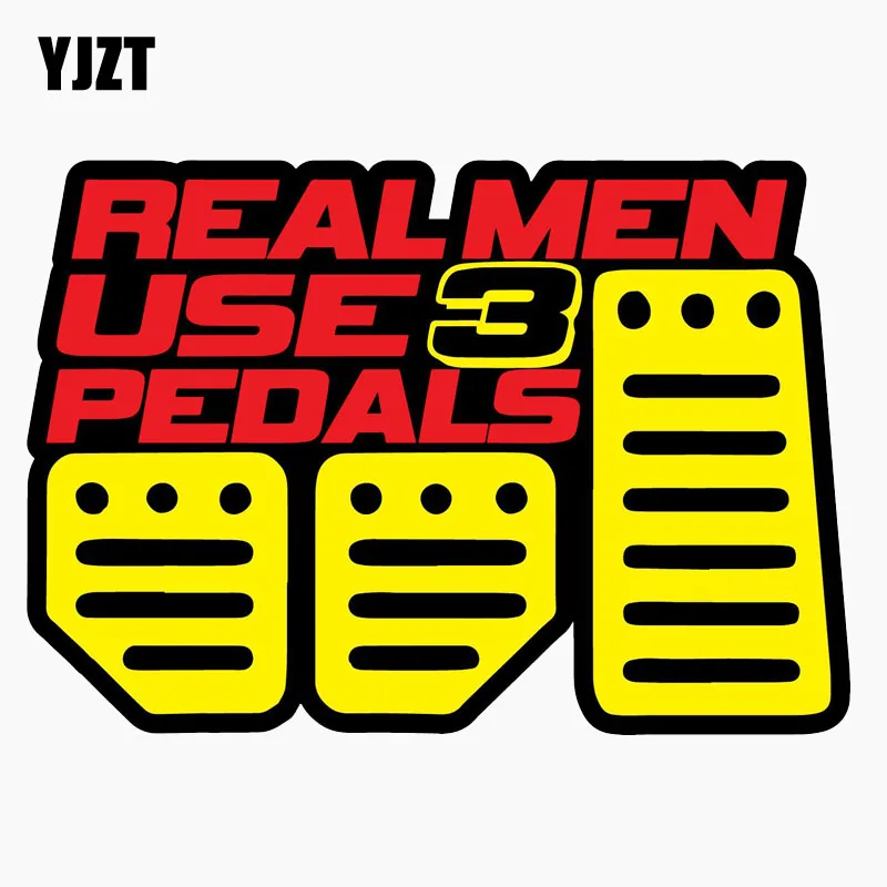 YJZT 12.7CM*8.9CM Real Men Use 3 Pedals Stick Shift Funny Personality Reflective Car Sticker Motorcycle Accessories C1-7757 | Автомобили и