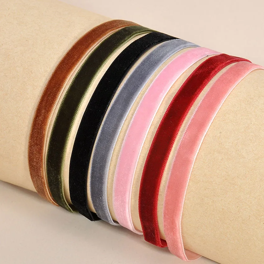 

2017 7pcs Black Velvet Choker Necklaces For Women Colorful Chokers Necklaces Pink Chocker collares mujer Collier ras de cou