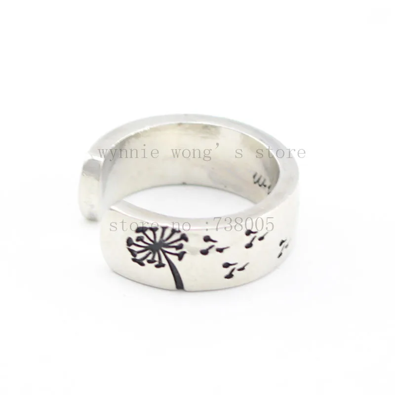 

2016 new arrive Hand Stamped Jewelry Dandelion " Wish " Ring Hand Stamped Ring Christmas gift
