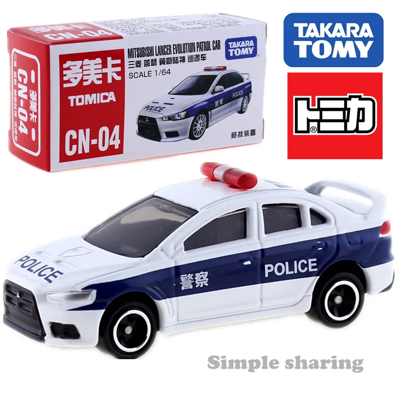 Takara Tomy Tomica CN-04 MITSUBISHI LANCER EVO LUTION патрульная Полицейская машина литая под давлением металлическая модель автомобиля комплект игрушек