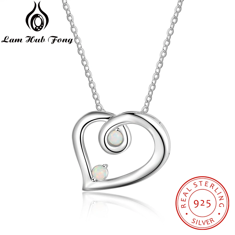 

925 Sterling Silver Heart Necklaces for Women White Opal Necklaces Pendants Wedding Jewelry Mother's Day Gifts (Lam Hub Fong)