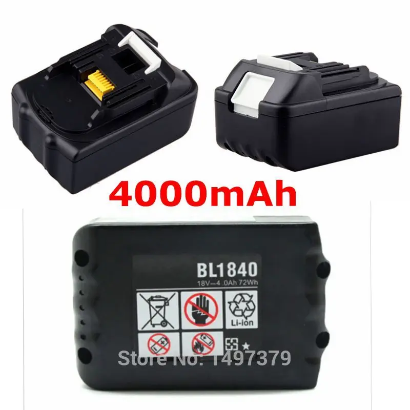 

18Volt 4.0Ah Replacement Tools Lithium-ion Battery for Makita BL1830 BL1840 BL1850 LXT400 194205-3