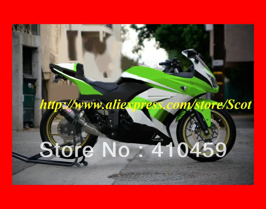 Мотоциклетный вставной обтекатель комплект для KAWASAKI Ninja ZX250R 08 09 10 11 12 ZX 250R EX250 2008 2010 2012 обтекатель зеленый, белый комплект KC12