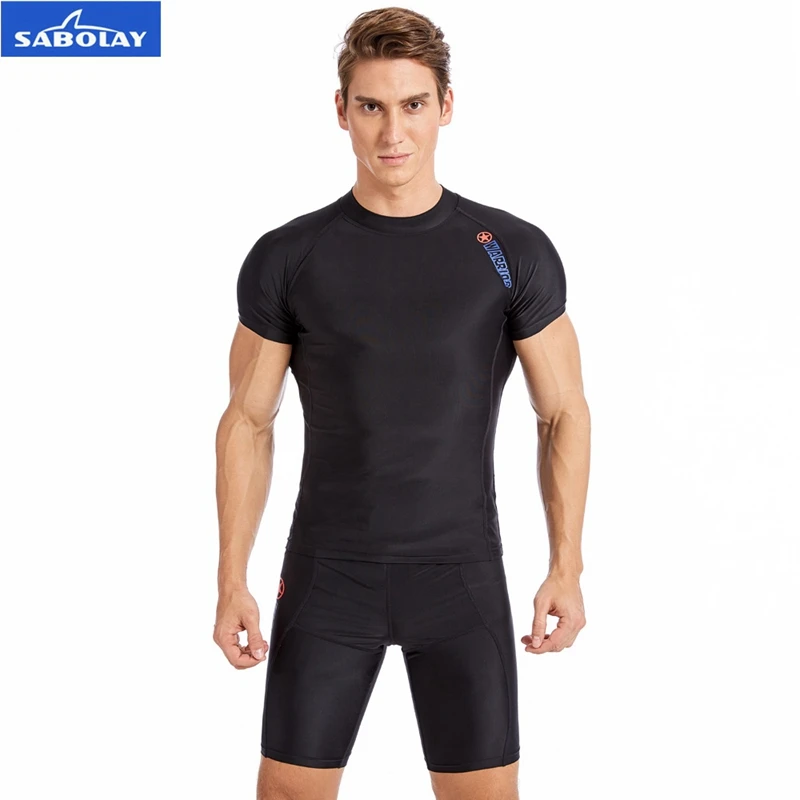 SABOLAY Men Rashguard lycra Tight Beach Shirt Short Trunk Quick dry