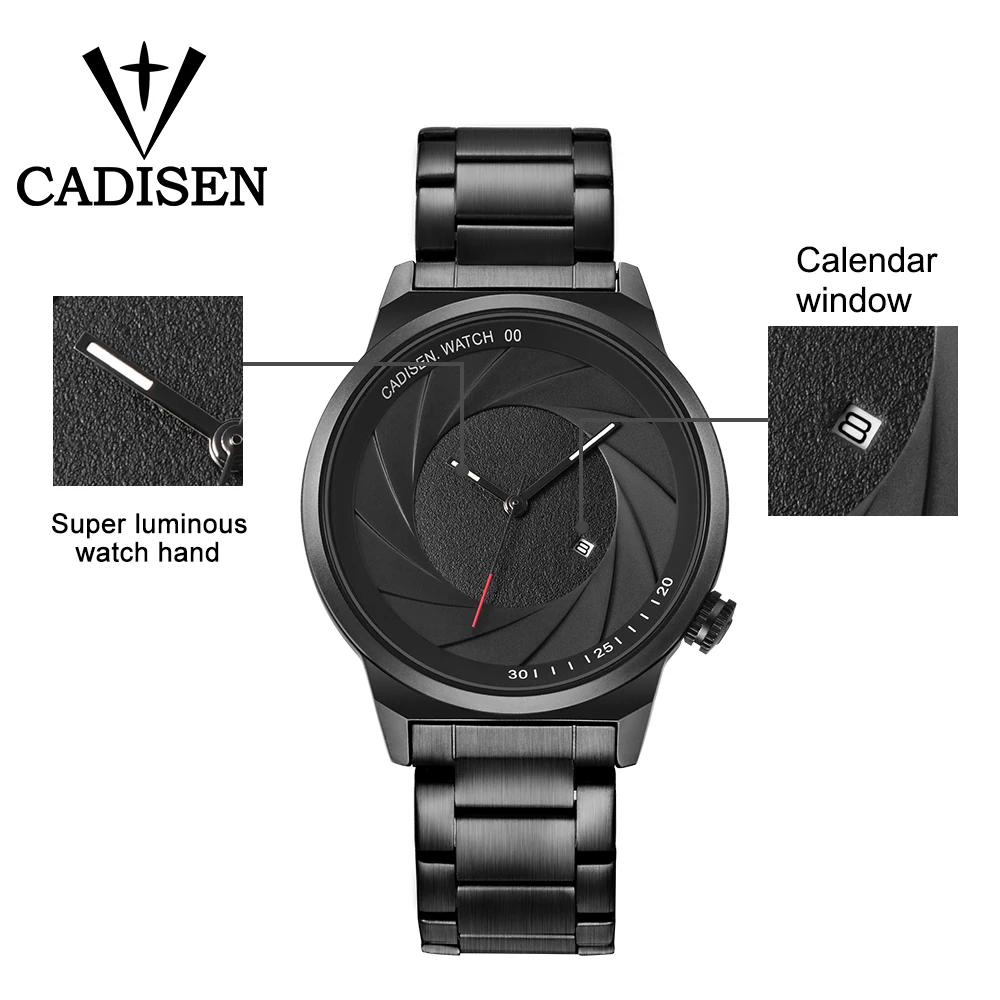 

Men Quartz Watch CADISEN Top Brand Luxury Waterproof Date Luminous pointer Clock Male Sports Watches Men's Casual Wrist Watch