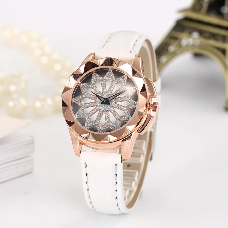 Для женщин наручные часы роскошные стразы Для женщин часы, модные, с цветочным принтом «розы»; цвет золотистый; женские кварцевые часы женские часы Relogio Feminino