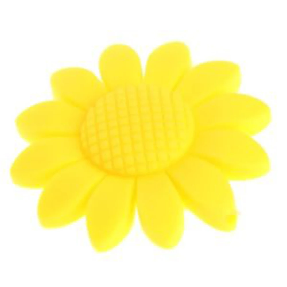 Детские 6 стиль красочные DIY безопасность Chewy силиконовый Подсолнечник бусины подвесной Прорезыватель для зубов Детская безопасность Прорезыватель подарок украшение на шею - Цвет: Цвет: желтый
