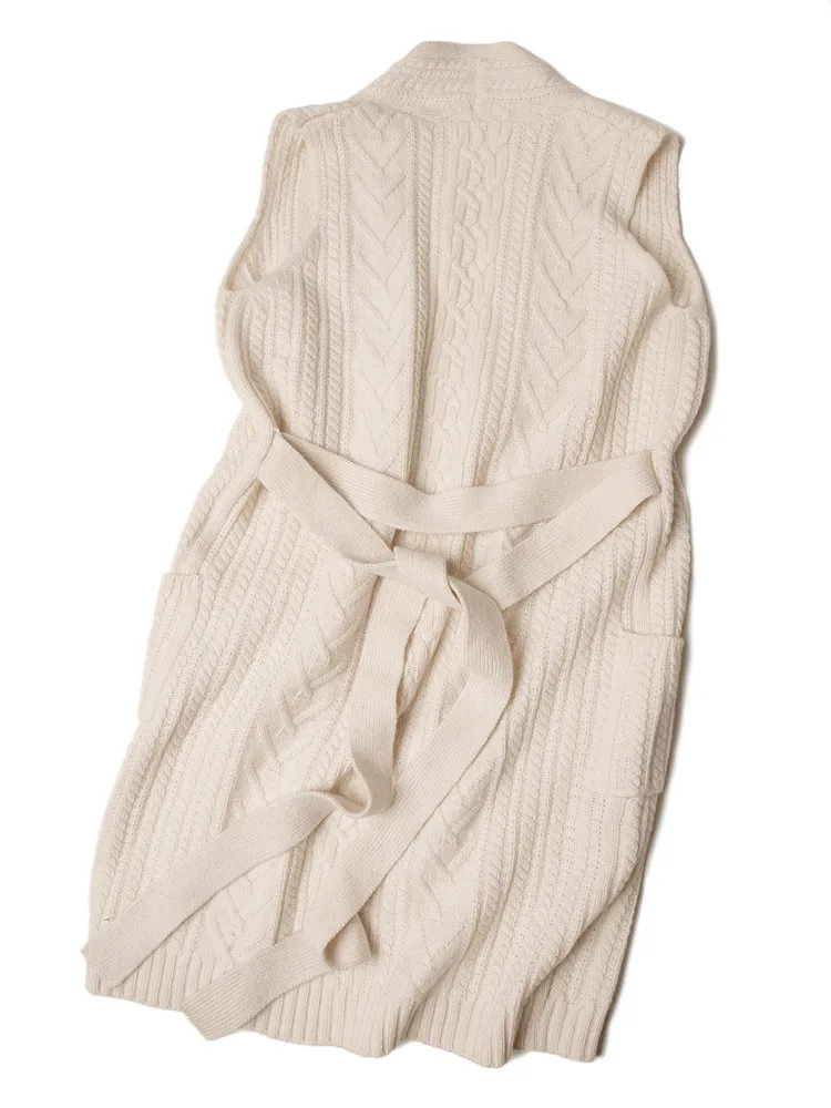  high grade 100%goat cashmere women fashion sashes long cardigan sweater coat sleeveless one size mi