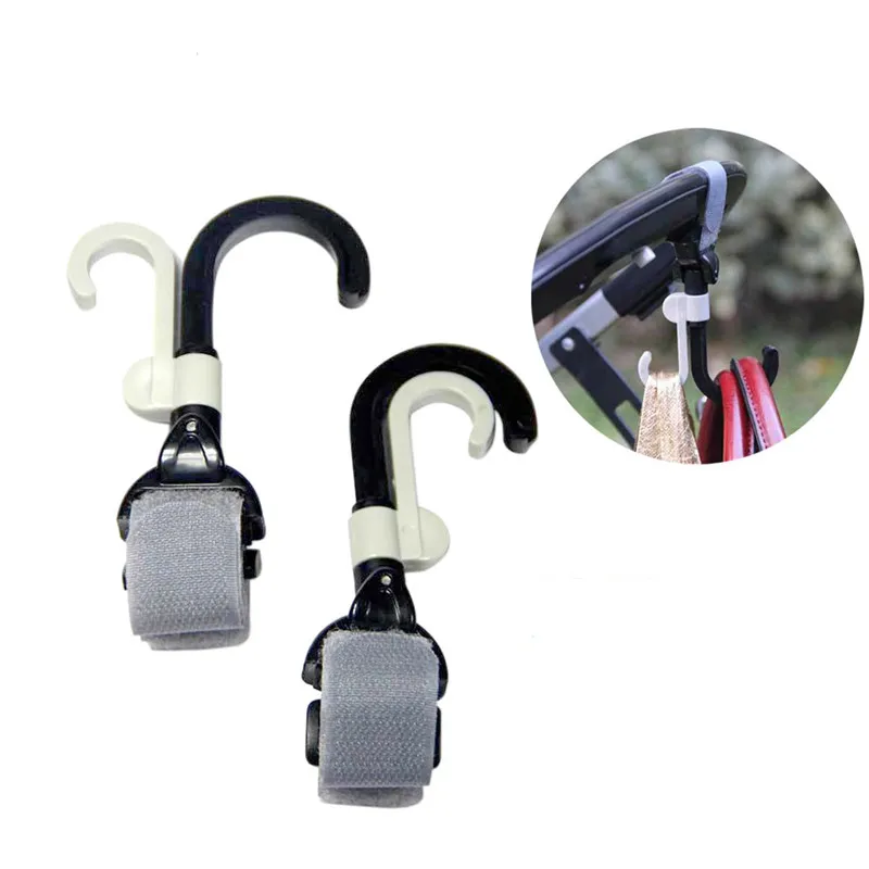 

Storage Rail Hooks Double Rotate Hook Pushchair Hanger Practical Household Tools Gadgets 2pcs/lot Baby Stroller Hook Holder