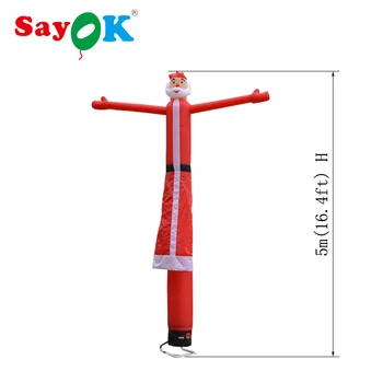 Best Inflatable Santa Claus Air Dancers Christmas Decorations 5m(16.4ft) High Sky Dancer With Air Blower Single Leg For Sale
